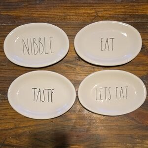 Rae Dunn Cream Oval Appetizer Plates Set of 4